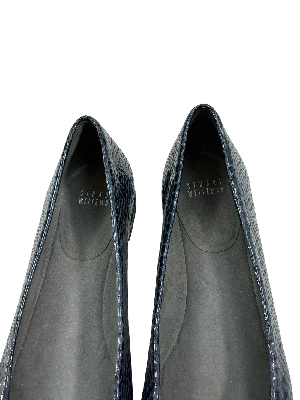 Stuart Weitzman Blue Snakeskin Buckle Flats Size 8M - Picture 3 of 9